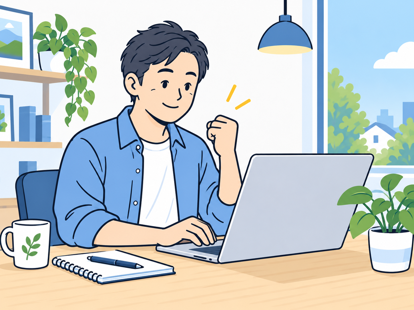 パソコンから無料案を申し込むイラスト